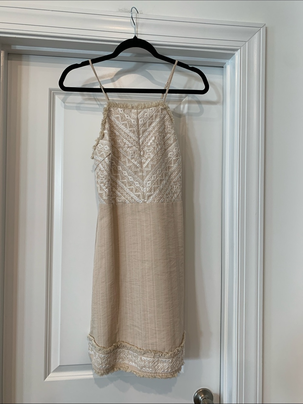 Miss Me Neutral Lace-Panel Midi Slip Dress S lined NWOT